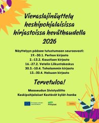 Infoteksti ja graafisia, piirrettyjä kuvioita sekä Euroopan unionin logo, Leader Pirityisten logo ja Maaseudun sivistysliiton logo.