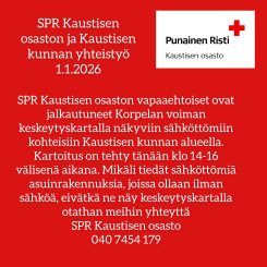 SPR Kaustinen kiertää sähköttömiä kotitalouksia Kaustisella