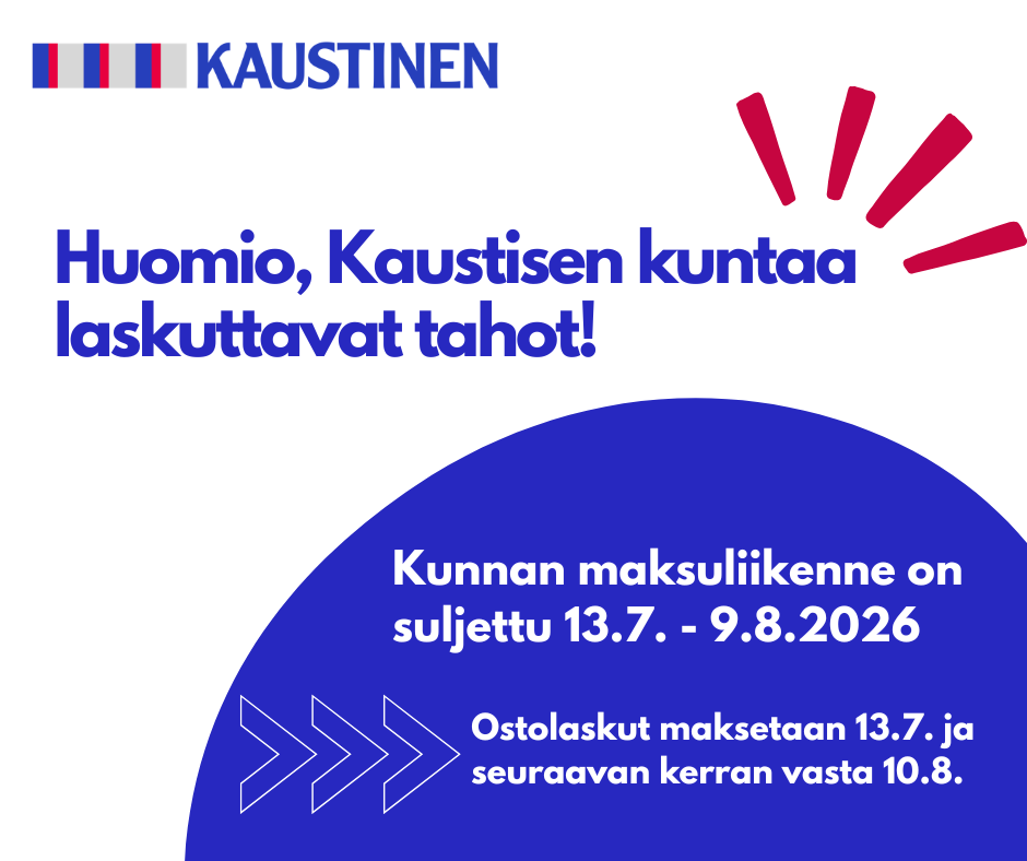 Kunnan maksuliikenne suljettuna 13.7. - 9.8.2026