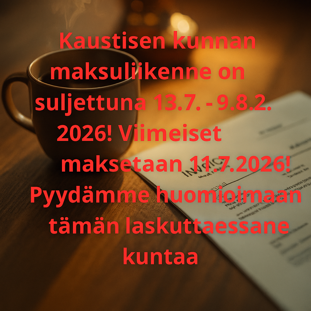 Kunnan maksuliikenne suljettuna 13.7. - 9.8.2026