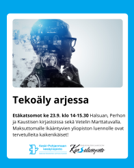 Kuvassa silmälasipäinen miesoletettu mietteliäänä ja hänen päänsä ympärillä on erilaisia kaavioita. Kuvassa myös infoteksti.